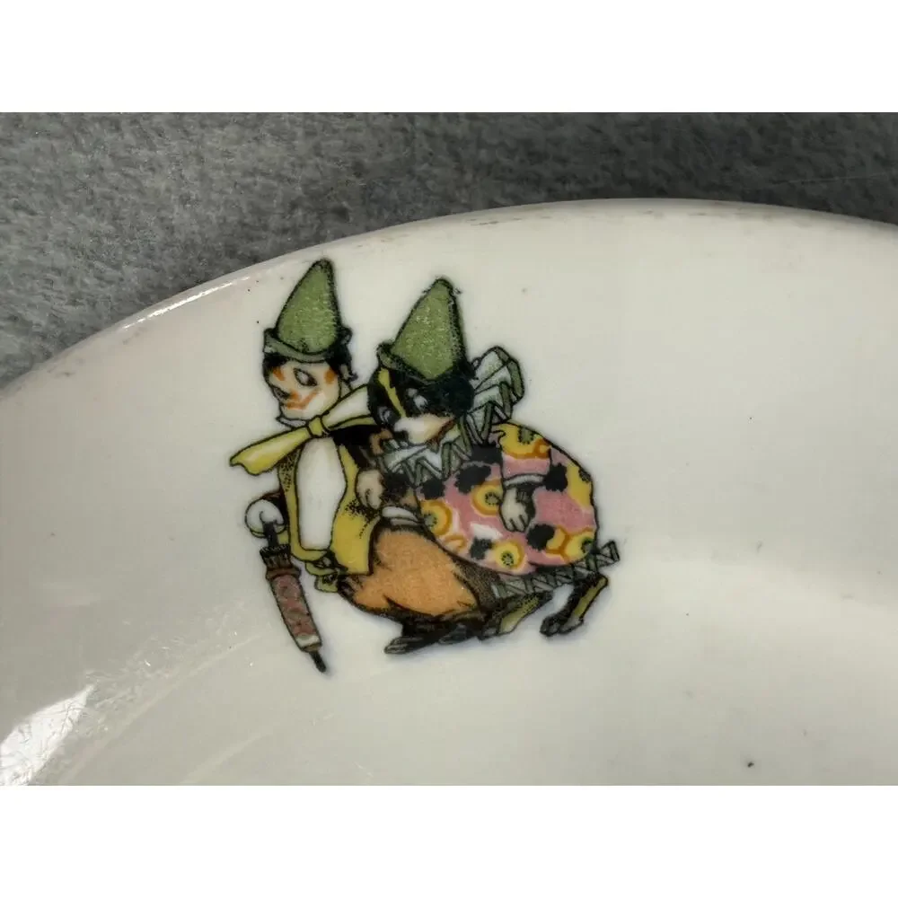 Vintage Mayer China Toyland Child's Plate & Bowl Set Puppies Ducks Frogs